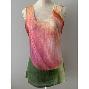 Alberto Makali Women's Sleeveless Sequined Tank Top Tunic Size M Y2K Vintage Art